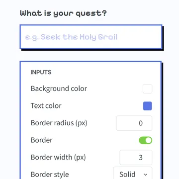 Screenshot of a form theme editor
