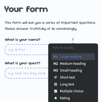 Screenshot of a form editor